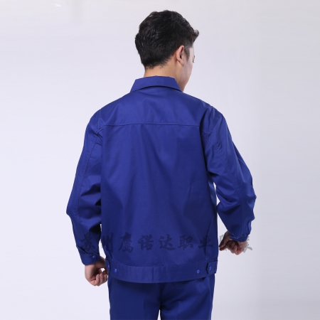 艷藍(lán)色滌棉紗卡工裝服定制工裝定制AC082